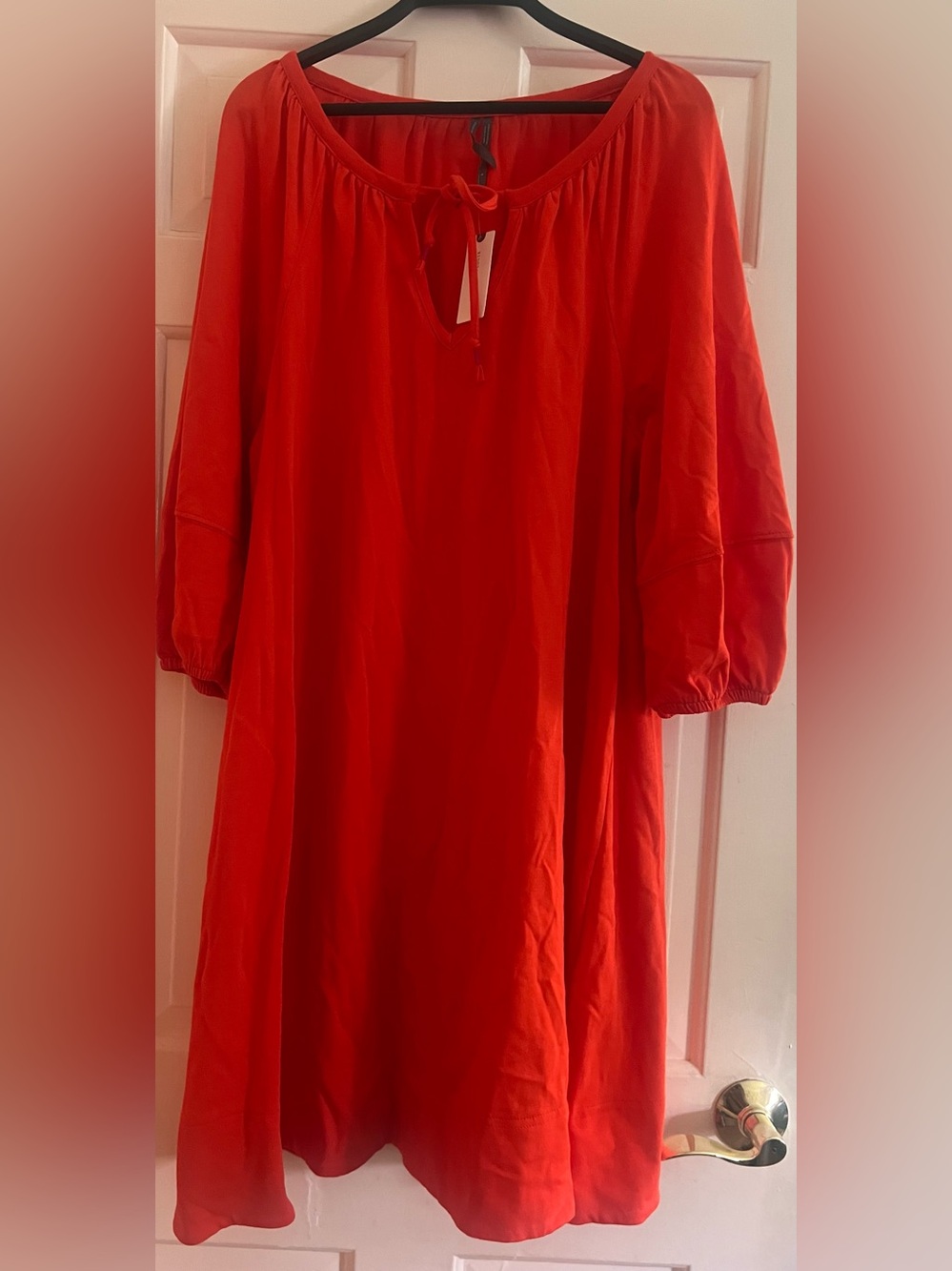 Anthropologie nwt Vibrant Orange Balloon Sleeve Shift Dress Bohemian feminine L - Picture 3 of 5